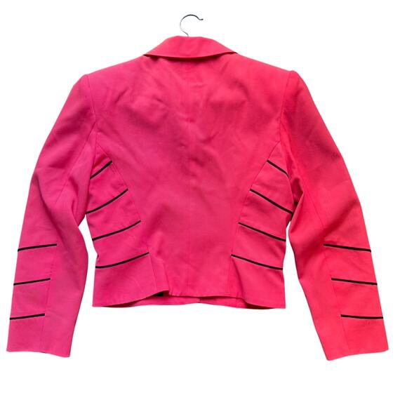 Vintage Entre Deux Red Blazer with Black Stripes, Size 6 Wool - Picture 7 of 8